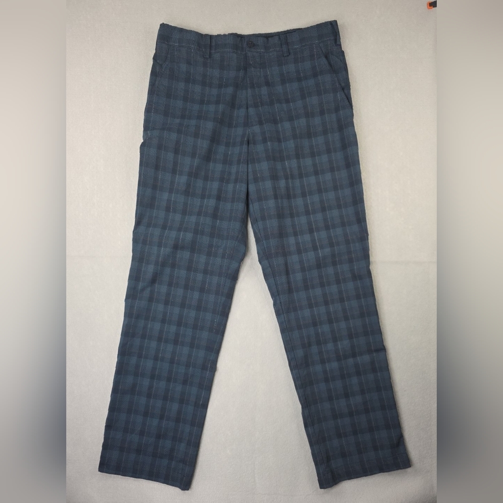 Nike Golf Tour Dri-Fit Plaid Polyester Pants Men's Size 33x32 Blue